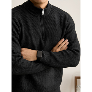 秋冬季 针织衫 拉链半开襟立领毛衣 高克重710g保暖抗起球男士 LUUD