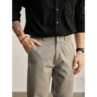 LUUD 美拉德cleanfit牛仔裤男秋季美式复古水洗直筒100%纯棉长裤