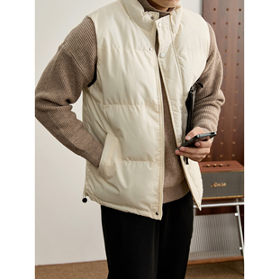夹克外套冬季 立领无袖 防风保暖高级气质棉服马甲男 纯色韩版 LUUD