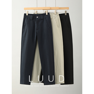 莱赛尔天丝混纺高端百搭休闲裤 男士 轻奢风半松紧腰直筒长裤 LUUD
