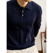 简约百搭秋秋冬季 立体绞花POLO衫 毛衣男时尚 LUUD 休闲翻领针织衫