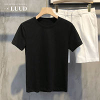 LUUD comfortable daily versatile washed cotton solid color short-sleeved T-shirt for men, slimming Korean-style base layer trendy top thumbnail 4