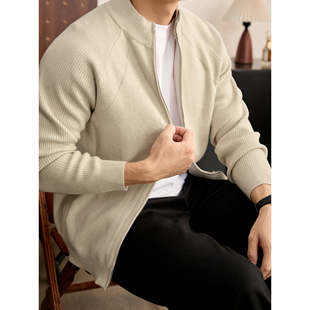 LUUD 慵懒风包芯纱拉链毛衣外套秋冬季保暖暗纹肌理立领针织开衫