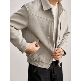 LUUD 解构分割铆钉拼接设计呢料短外套羊毛混纺肌理感口袋夹克男