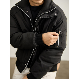 棉服男冬夹棉款 风多口袋立领短宽款 飞行员夹克外套 机能工装 LUUD