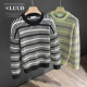 潮流微阔套头圆领男士 LUUD 毛衣 撞色条纹套头针织衫 时尚 冬款 个性