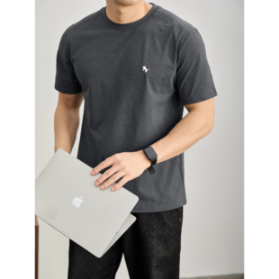 体恤男夏小马刺绣薄款 圆领短袖 透气上衣T恤 迪桑棉麻肌理男士 LUUD