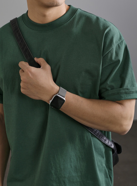 LUUD 夏季新款休闲清爽T恤衫透气短袖体恤外穿圆领纯色小衫上衣男