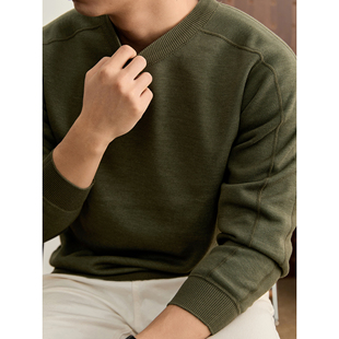 LUUD 重磅360g圆领毛衣 一体绒抗起球加绒保暖针织卫衣男分割拼袖