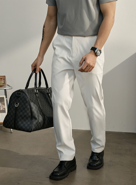 LUUD 极简风白色垂感西裤男夏季轻奢高级感直筒裤半松紧休闲长裤