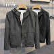 LUUD 潮酷外穿拉链黑色薄风衣夹克 外套春秋韩版 男士 纯色连帽修身