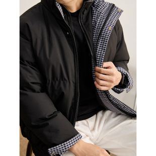 轻量化保暖防风棉服 冬季 LUUD 格纹内衬假两件双门襟棉衣外套男士