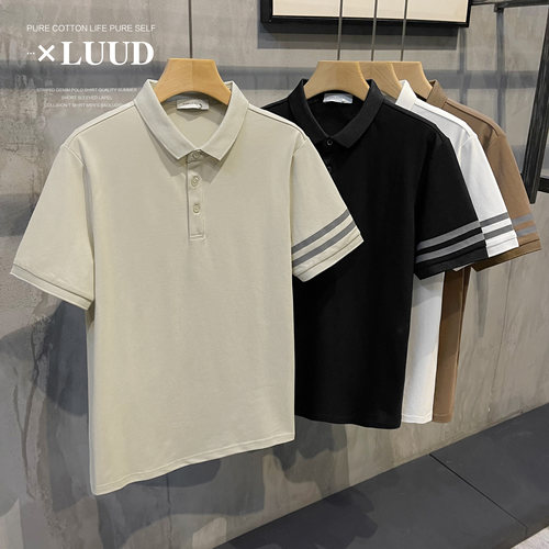LUUD简约两道杠男士翻领polo衫