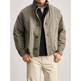 LUUD 90白鸭绒男士冬季防风保暖御寒羽绒服针织罗纹拼接立领外套