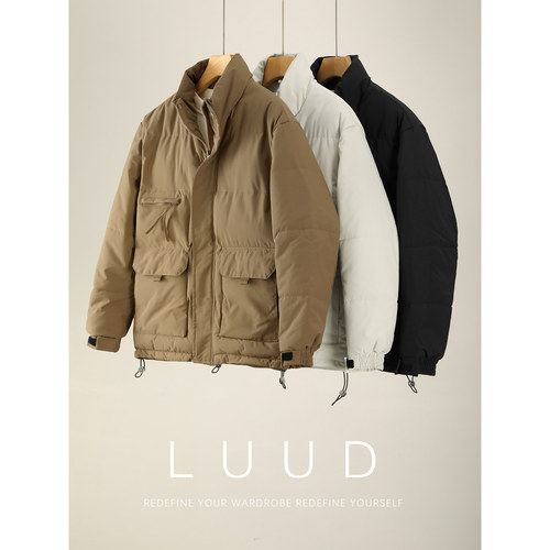 LUUD 高品质轻柔棉保暖立领棉服外套男士多维度工装口袋面包服冬