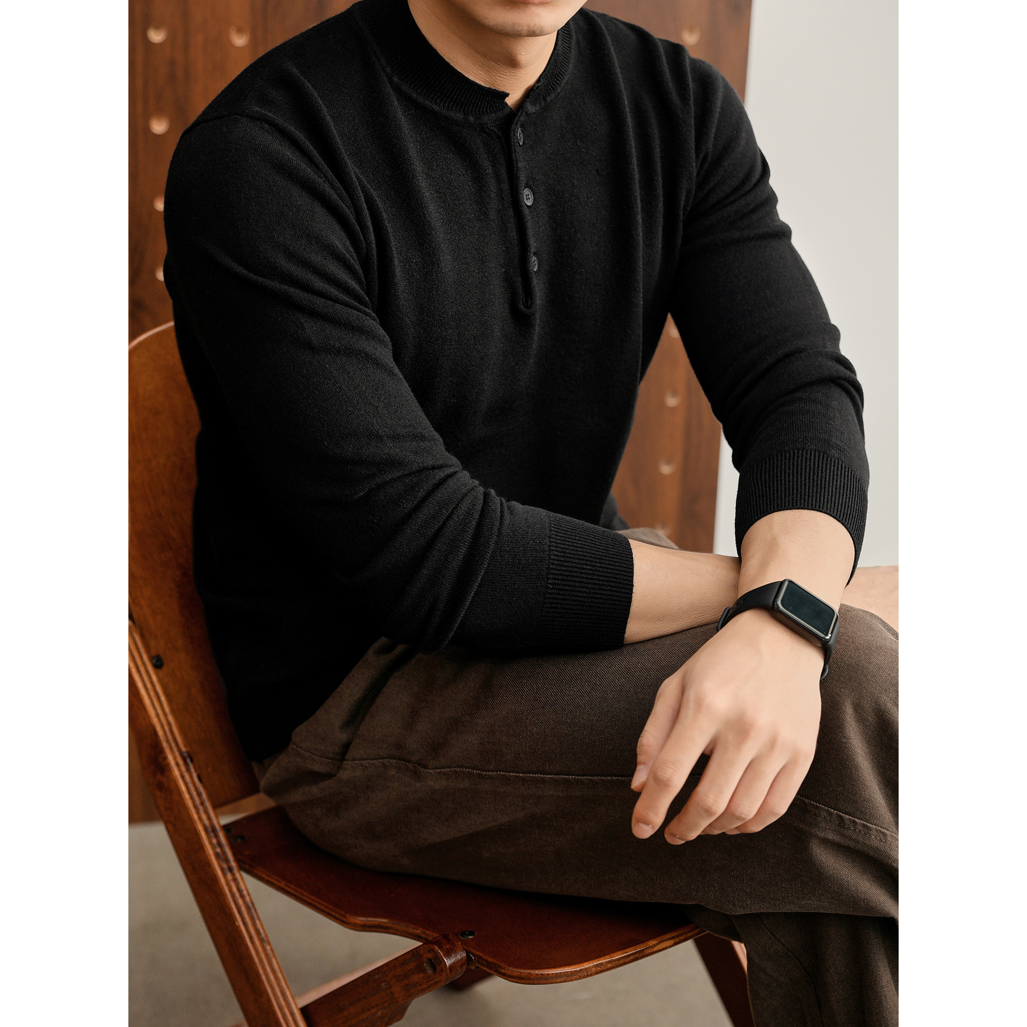 LUUD 秋季百搭休闲修身肌底毛衣男绅士痞帅亨利领套头长袖针织衫,男装,针织衫/毛衣,淘宝优惠券,粉丝福利购,淘宝优惠卷