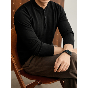 针织衫 LUUD 肌底毛衣男绅士痞帅亨利领套头长袖 百搭休闲修身 秋季