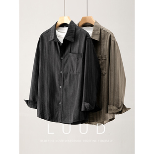 条纹简约时尚 男士 百搭翻领衬衫 薄款 衬衣 LUUD 都市通勤长袖 春秋季