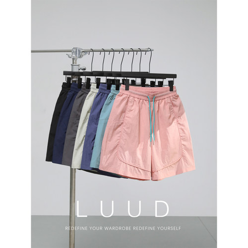 LUUD 潮牌伞兵短裤男户外骑行运动风速干中裤透气抽绳五分直筒裤