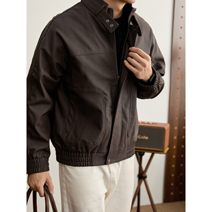 绑带领口皮衣外套 冬季 LUUD 哑光暗纹肌理结构线立领PU皮夹克男士