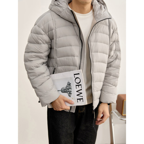 LUUD 90白鸭绒保暖轻盈龟背羽绒服男冬双拉链可调节下摆连帽外套