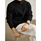 时尚 潮奢半拉链立领毛衣男士 重磅绞花肌理感保暖长袖 LUUD 针织衫