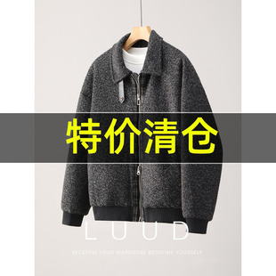 特价 格纹拼接保暖夹棉呢料夹克男冬 保暖舒适泰迪绒棉服外套经典