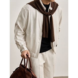 LUUD 丝莱赛尔混纺外套235g轻盈透气亚麻翻领夹克 松弛慵懒风男士