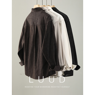 翻领夹克 外套双贴袋设计300g男士 LUUD 老钱显贵风麻纹肌理感衬衫