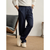 男莱赛尔天丝绵羊毛混纺直筒裤 LUUD 高端绅士双褶垂坠感休闲长裤