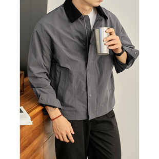 LUUD 户外防风撞色翻领抽绳下摆外套 复古底特律boxy短宽夹克男士