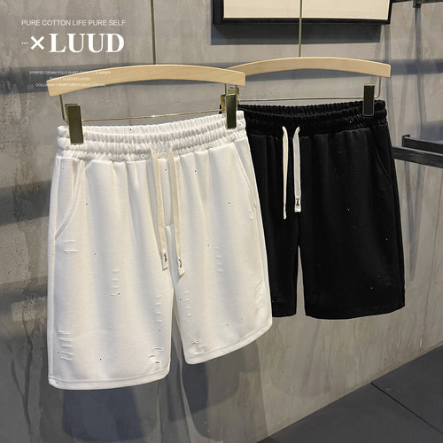 LUUD 潮奢满天星亮片款休闲短裤男士痞帅百搭割破设计新氧棉中裤