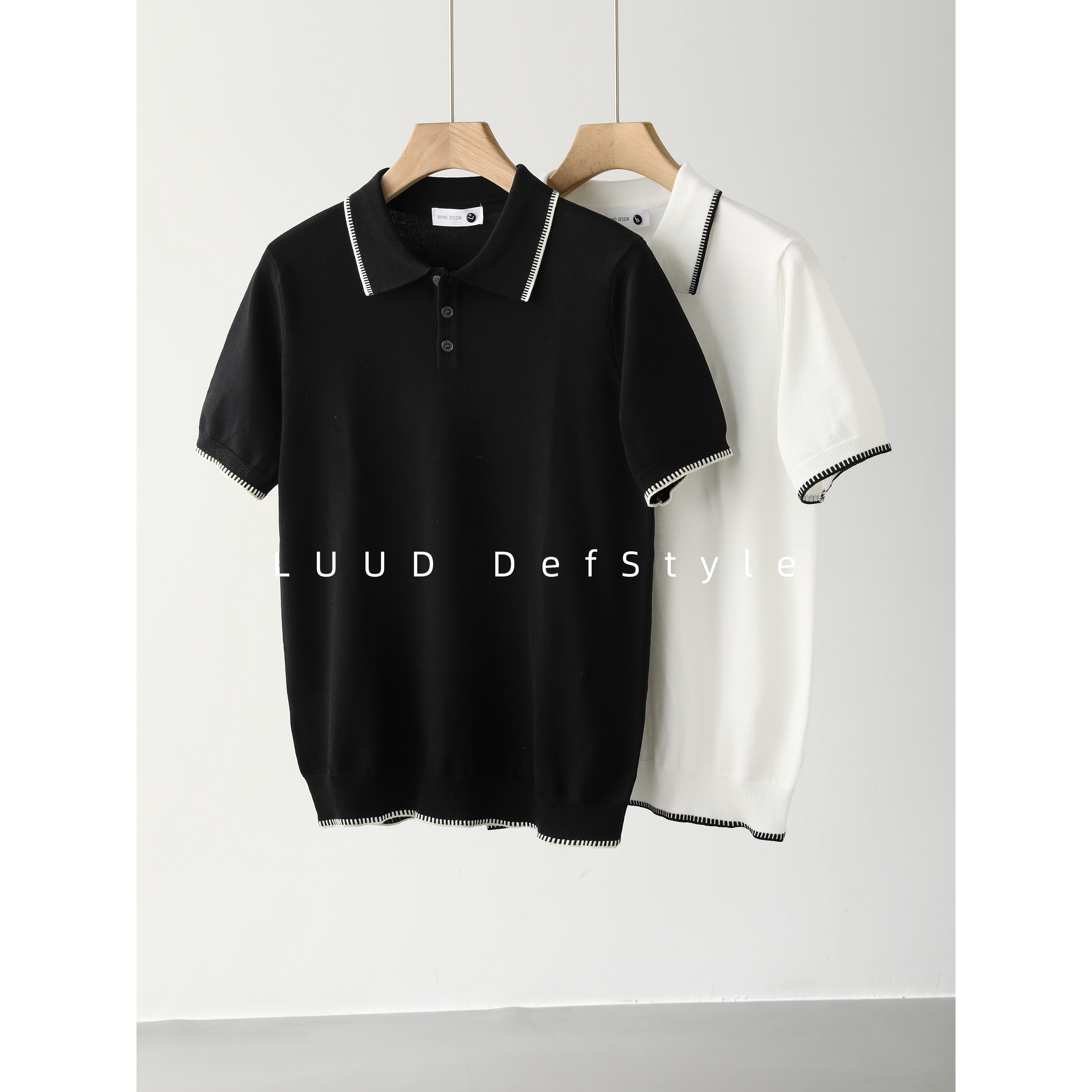 LUUD 雅痞老钱通勤风凉感冰爽丝针织POLO衫男夏撞色装饰翻领短袖