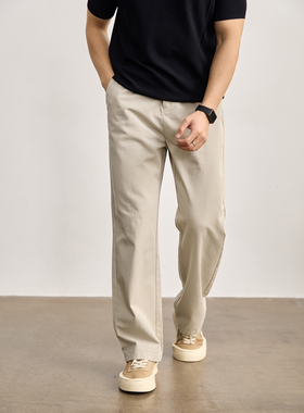 LUUD 高品质天丝莱赛尔水洗棉休闲裤韩版通勤风松紧腰直筒长裤男