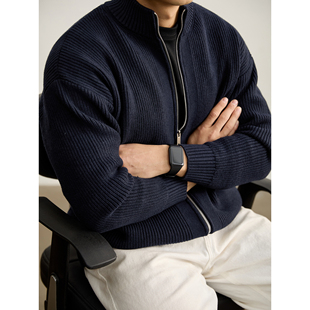 冬季 男士 都市通勤感毛衣 重磅850g加厚保暖拉链立领针织开衫 LUUD