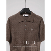 LUUD 男夏老钱风复古绞花纹理Polo衫 雅绅奢感针织翻领针织保罗衫