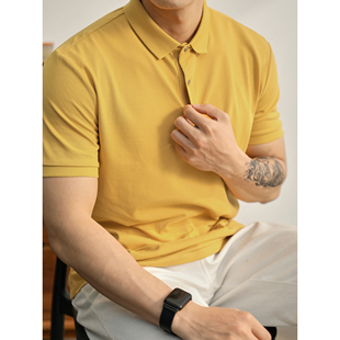 茶金色潮奢气质感翻领Polo衫 饰保罗短袖 夏季 百搭小装 男修身 LUUD
