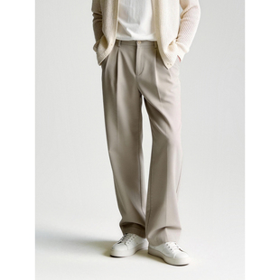 斜纹肌理抗皱垂感休闲长裤 LUUD 男士 型直筒西裤 春夏 老钱风净色版