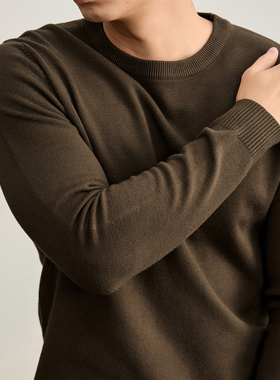 LUUD 莫代尔抗起球包芯纱圆领套头针织衫男秋冬季保暖内搭打底衫