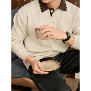 复古老钱风抗起球针织衫 POLO衫 卫衣男士 撞色翻领长袖 秋冬季 LUUD