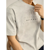 LUUD T恤街头风字母钢印上衣 男宽松落肩时尚 扎染重磅美式 潮流短袖