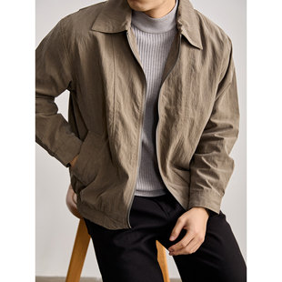 LUUD 风天丝莱赛尔混纺防风外套复古休闲翻领机车夹克男 户外工装