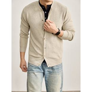 复古文艺男士 针织开衫 毛衣外套春季 羊毛混纺舒适柔软长袖 款 LUUD