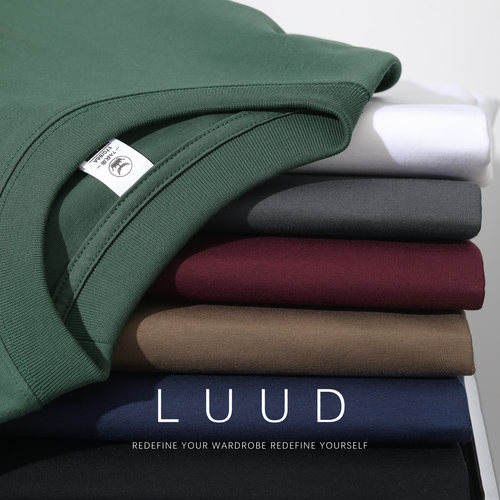 LUUD 2025年夏季新款短袖T恤衫精梳棉凉感圆领百搭男生体恤上衣潮