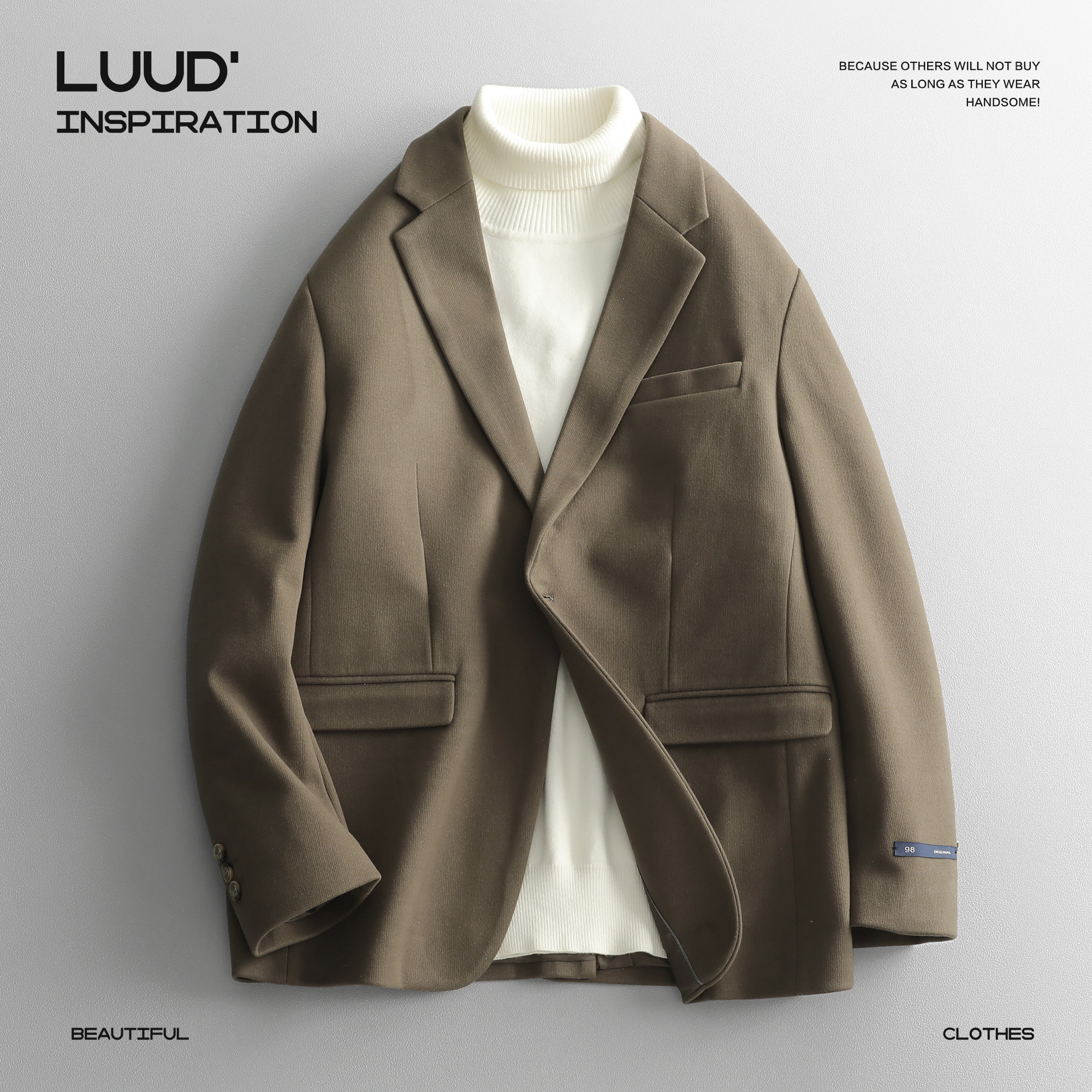 LUUD 亲肤毛呢料休闲西装男高级气质痞帅小西服百搭通勤单西外套