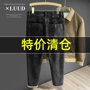 特价 男士复古经典黑色牛仔长裤潮牌个性百搭裤子直筒微弹休闲裤