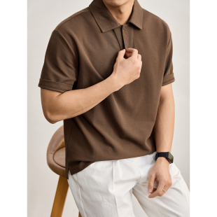 开叉下摆设计针织T恤衫 LUUD 男夏季 POLO衫 潮奢老钱风免烫抗皱短袖