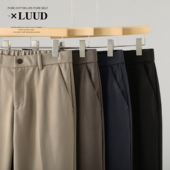 LUUD 潮流倒三角标签百搭锥形长裤 加厚保暖直筒休闲毛呢裤 男冬季