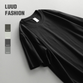 都市极简风圆领T恤男款 短袖 重磅精梳上衣黑色时尚 LUUD 内搭打底衫