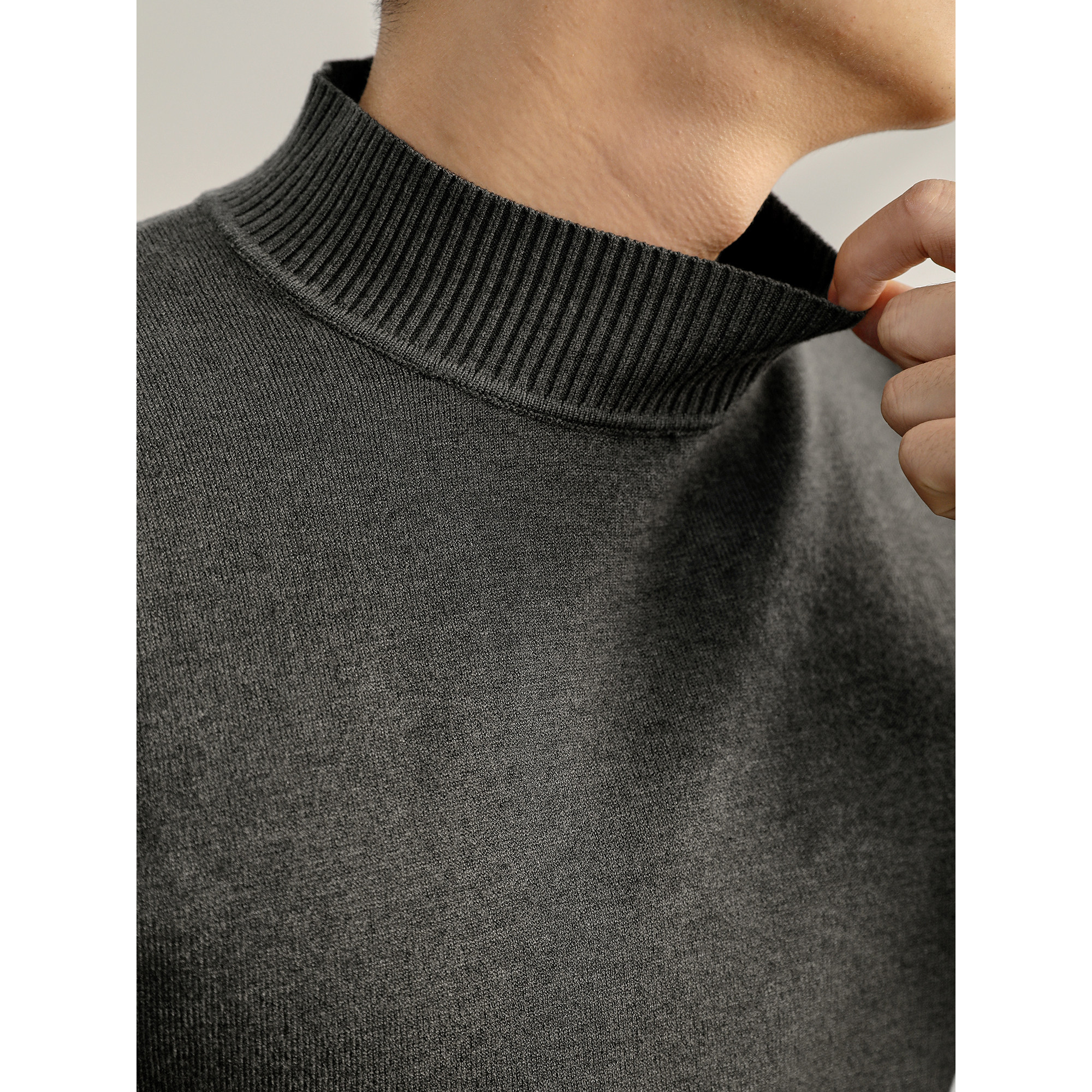 LUUD 轻熟通勤风中领短袖打底衫舒适莱赛尔天丝针织衫半高领毛衣